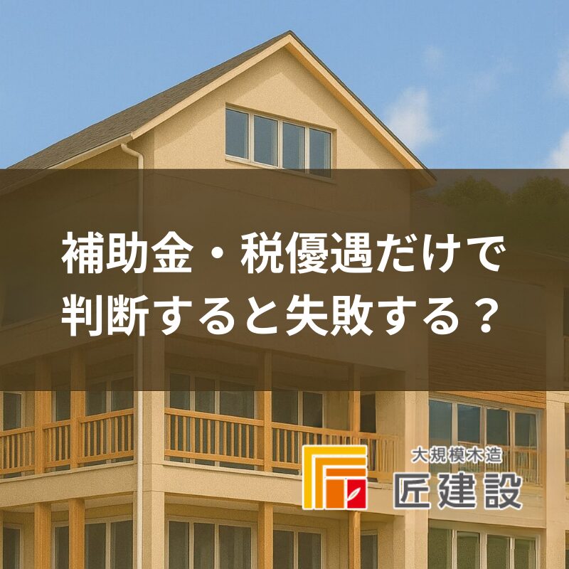 補助金・税優遇だけで判断すると失敗する？構造選定で変わる建築コストの考え方